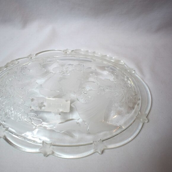 VTG Mikasa Holiday Lights Frosted Crystal Oval Sweet Dish Candy Plate Christmas - Picture 5 of 5